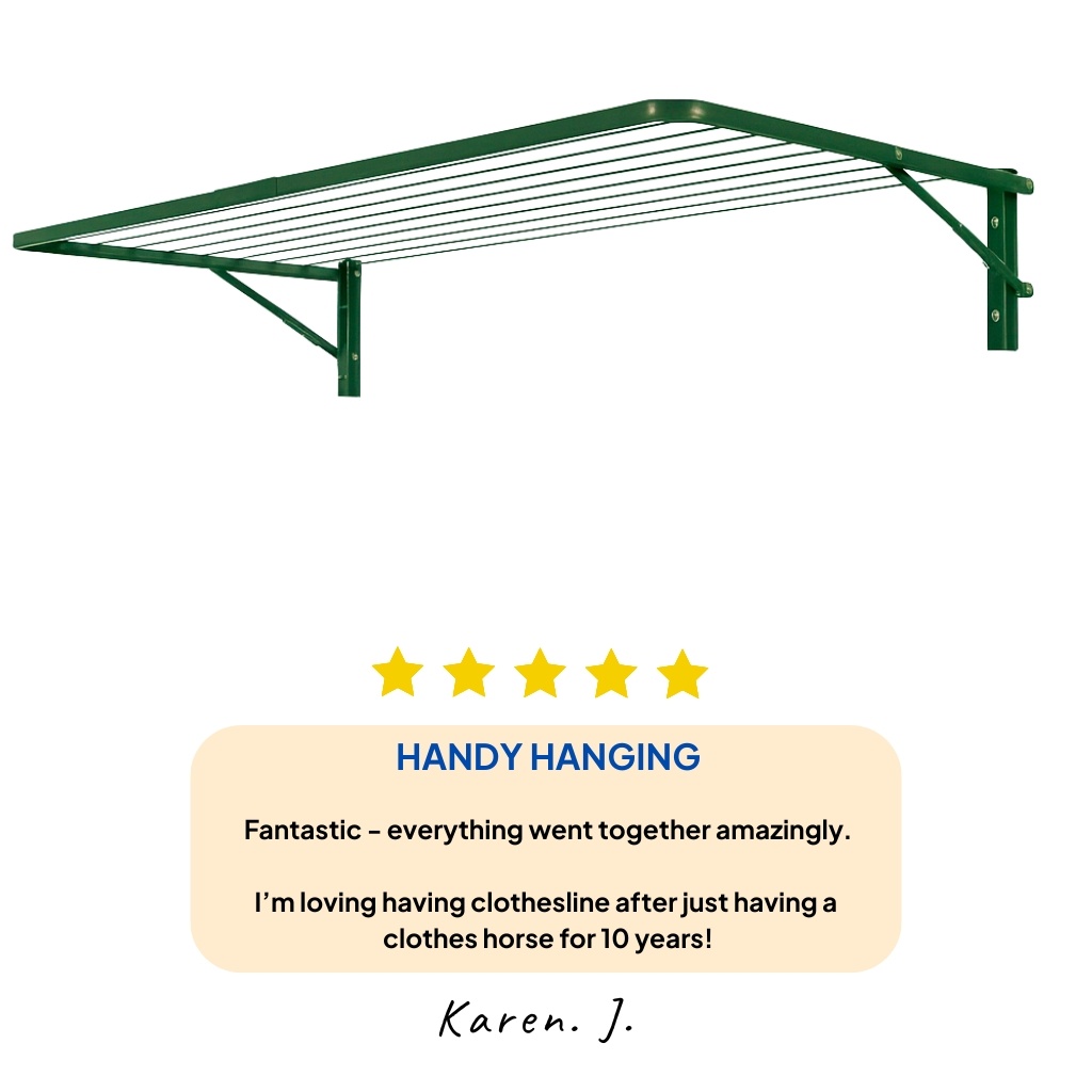 Air Dry Single Folded Clothesline open and in Green